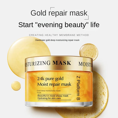 24K Gold Sleeping Mask Moisturizing Shrinkage Pore Skin Care Hyaluronic acid Gel Anti-Aging Oil-control Whitening Night Mask