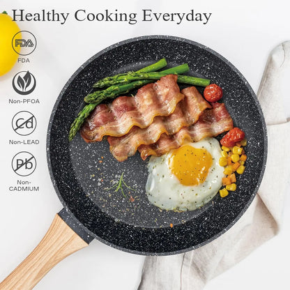 12pcs Pots and Pans Set Non Stick Kitchen Cookware Sets Induction Cookware Nonstick Granite Cooking Set with Frying Pans