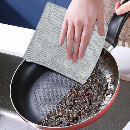 Steel Wire Deep Cleaning Cloth Brush Double -layer Non Stick Oil Dishrag Magic Coffee Stain Pan Rag Kitchen Cleaning Supplies