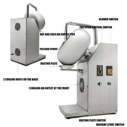 Coating Machine Laboratory Small Stainless Steel Seed Tablets Sugar Coating Machine Pills Polishing Machine