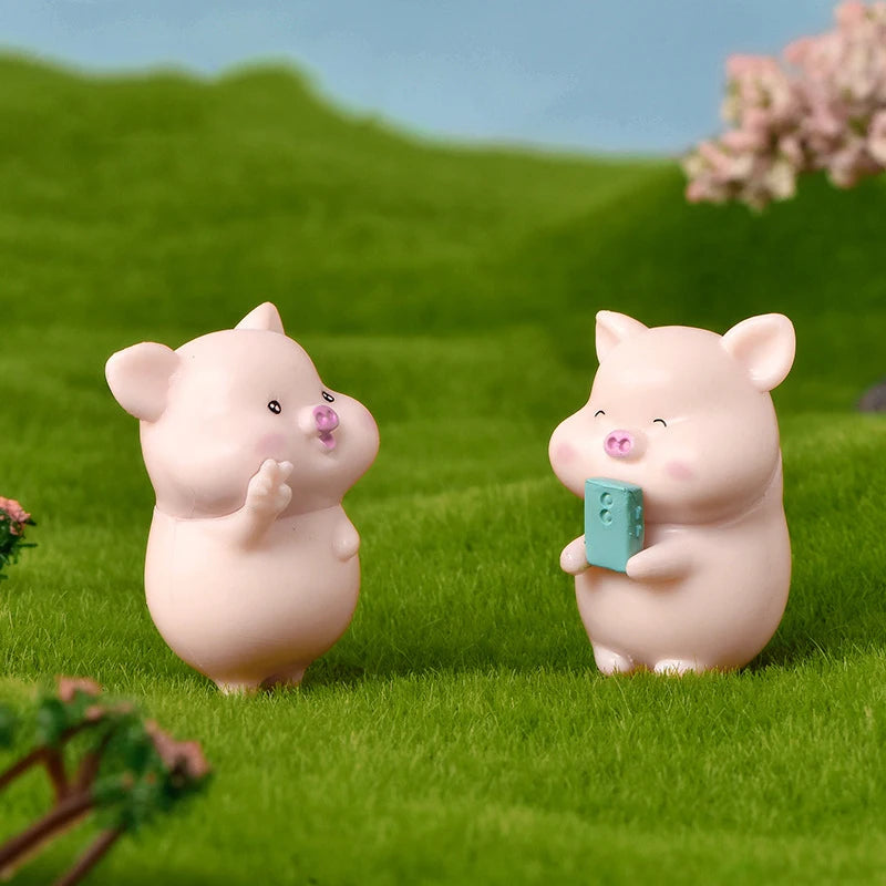 Kawaii Pig Resin Diy Home Decoration Figurines Dollhouse Moss Terrarium Landscape Accessories Fairy Garden Miniatures Room Decor