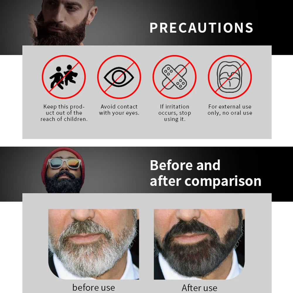 Natural Men's Beard Dye Shampoo Instant Beard Hair Colouring Dye Tint Cream Moustache Blackening Shampoo Facial Skin Care Tool