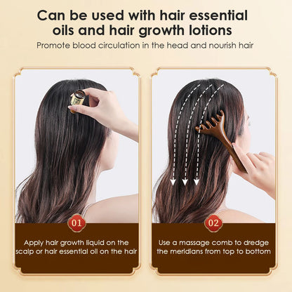 Six-Claw Massage Comb Deer Antler Scraping Whole Body Promote Blood Circulation Natural Sandalwood Nourish Improve Hair Health