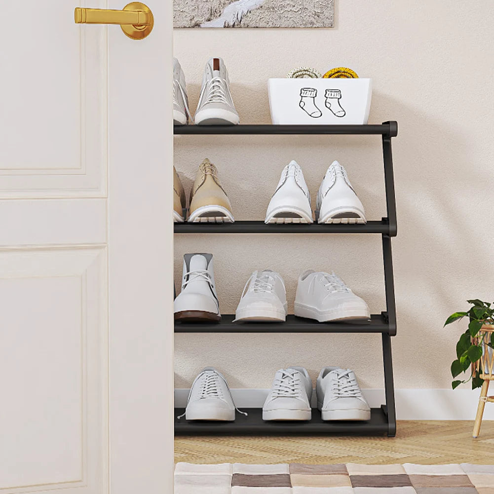 4 Tier Plastic Shoe Storage Rack Free Standing Large Capacity Rack For Home Bedroom