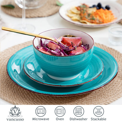 vancasso Bella-H 16/32/48-Pieces 4-Color Porcelain Dinner Set Ceramic Tableware Set with Dinner Plate,Dessert Plate,Bowl,Mug Set