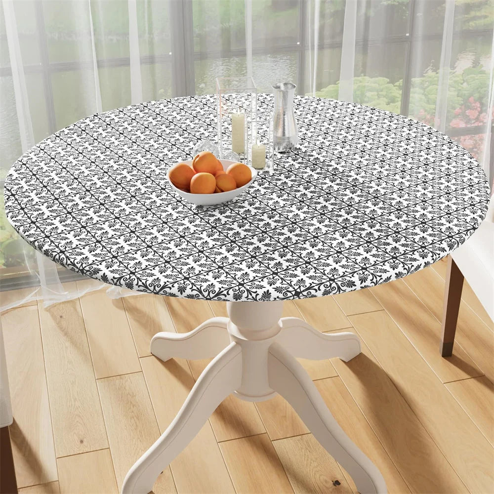 Homaxy Rectangle Vinyl Table Cloth Elastic Fitted Tablecloth Waterproof Plastic Table Covers Fold Tables Picnic Camping Outdoor