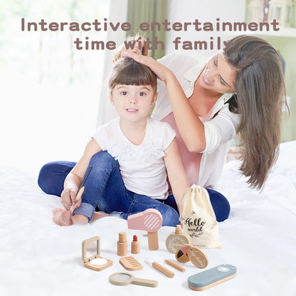 Girls Simulation Wooden Cosmetic Pretend Play Make Up Toys Makeup Set Play House Princess Beauty Toys Girls Children Makeup Gift