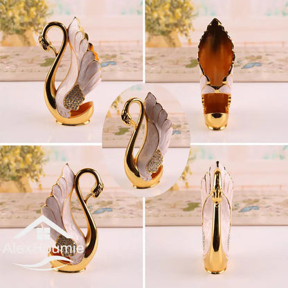 Ice Cream Cake Coffee Tea Stirring Spoons Dessert Swan Holder Cutlery Spoons Set Cutlery Kitchen Tableware 1 Set of 7 Pieces
