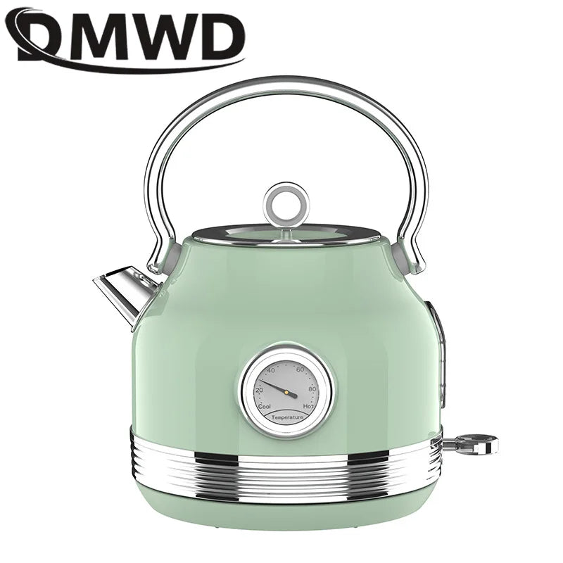 DMWD 220V Retro Electric Kettle With Thermometer 1.7L Large Capacity Water Fast Boiling Teapot  Stainless Steel Linner Kettles
