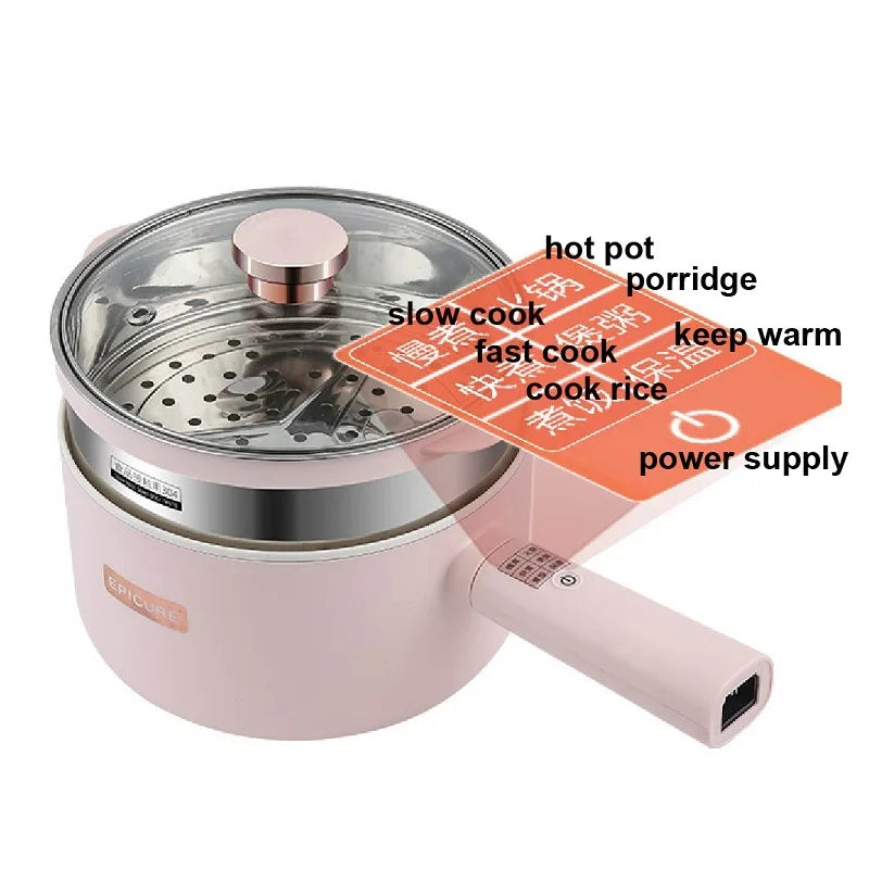 220V 1.8L 2.5L Multifunctional Electric Hot Pot Ceramic Glaze Non-stick Pot Dormitory Household Smart Electric Cooking Pot