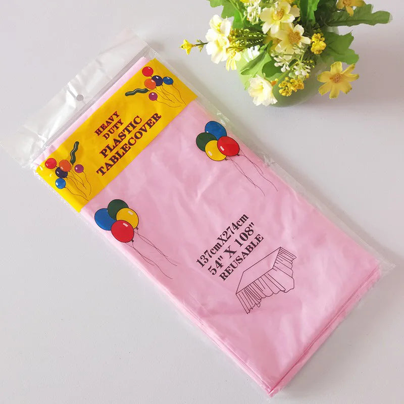 1pc Reusable Tablecloths 137x183cm BPA Free Plastic Dining Table Cover Cloth for Parties Picnic Camping Disposable Tablecloths