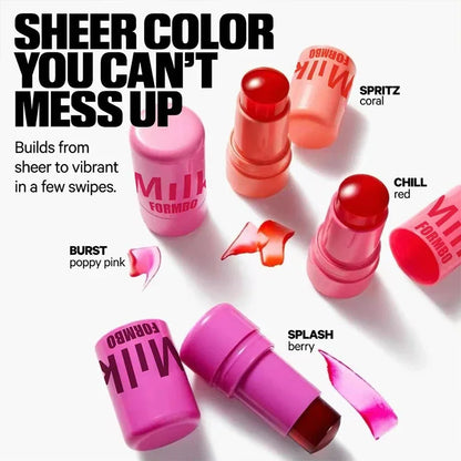 Jelly Lipstick Rouge Blush Stick 3-in-1 Korean Milk Makeup WOMEN Lip Gloss Eye Cheek Moisturizing Natural Lasting Contour Stick