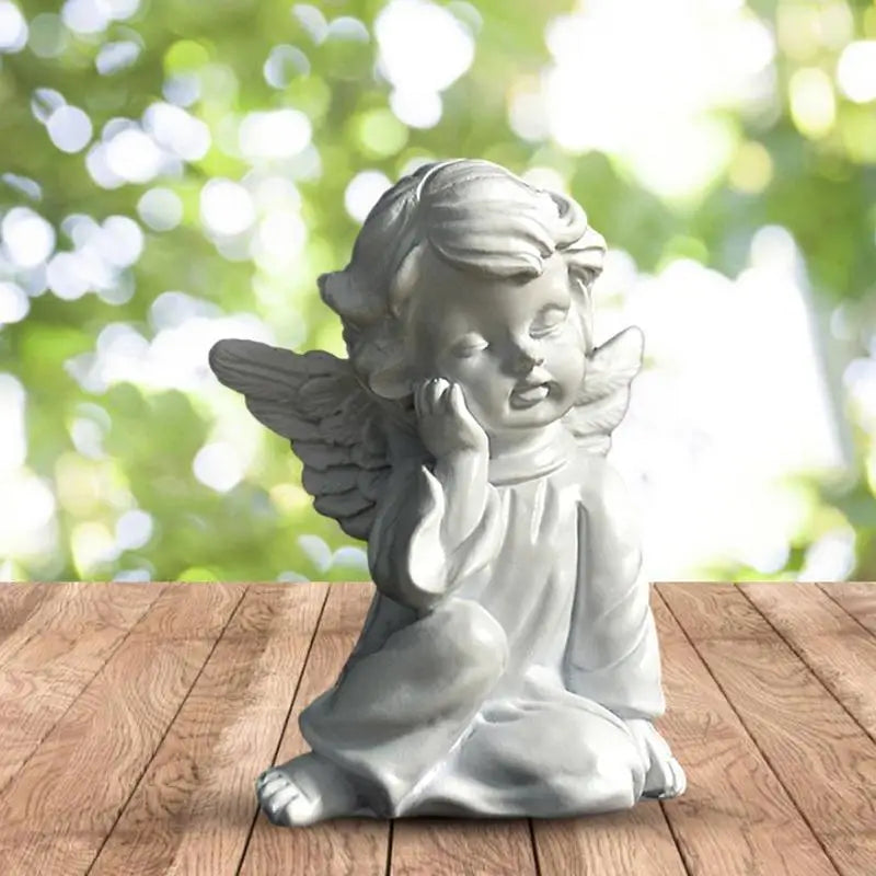 2024 Resin Fairy Girl Angel Figurine Peaceful Prayer Sculpture Desktop Ornaments Retro Flower Fairy Small Decorative Home Decor