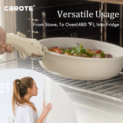 11pcs Pots and Pans Set, Nonstick Cookware Sets Detachable Handle, Induction RV Kitchen Set Removable Handle, Oven Safe