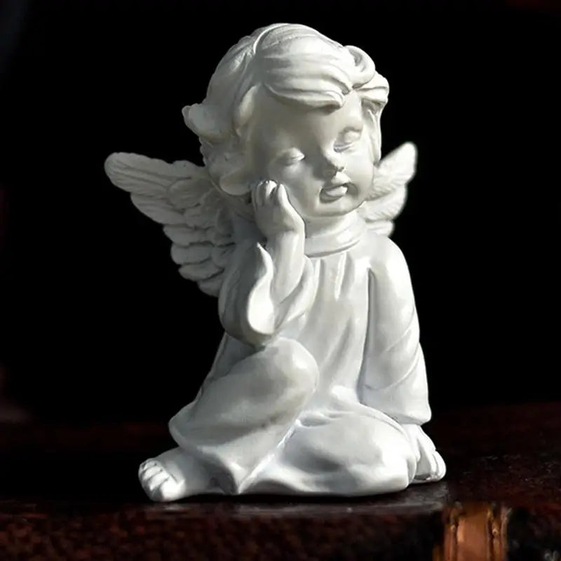 2024 Resin Fairy Girl Angel Figurine Peaceful Prayer Sculpture Desktop Ornaments Retro Flower Fairy Small Decorative Home Decor