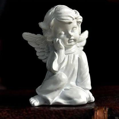 2024 Resin Fairy Girl Angel Figurine Peaceful Prayer Sculpture Desktop Ornaments Retro Flower Fairy Small Decorative Home Decor