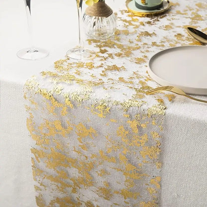 Sparkle Metallic Gold Table Runner Gold/Silver Sequin Glitter Metallic Foil Mesh Roll Party Wedding Birthday Table Decoration
