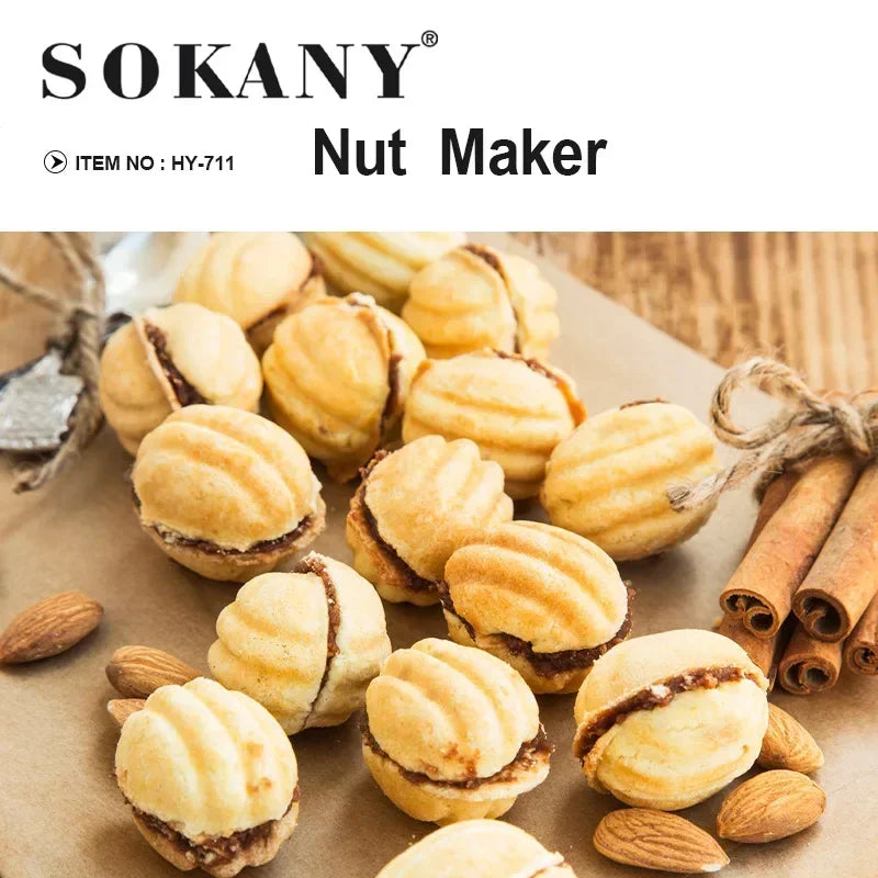 Mini Electric Walnut Cake Maker 24 Cake Troughs Automatic Nut Waffle Bread Machine Sandwich Iron Toaster Baking Breakfast Pan