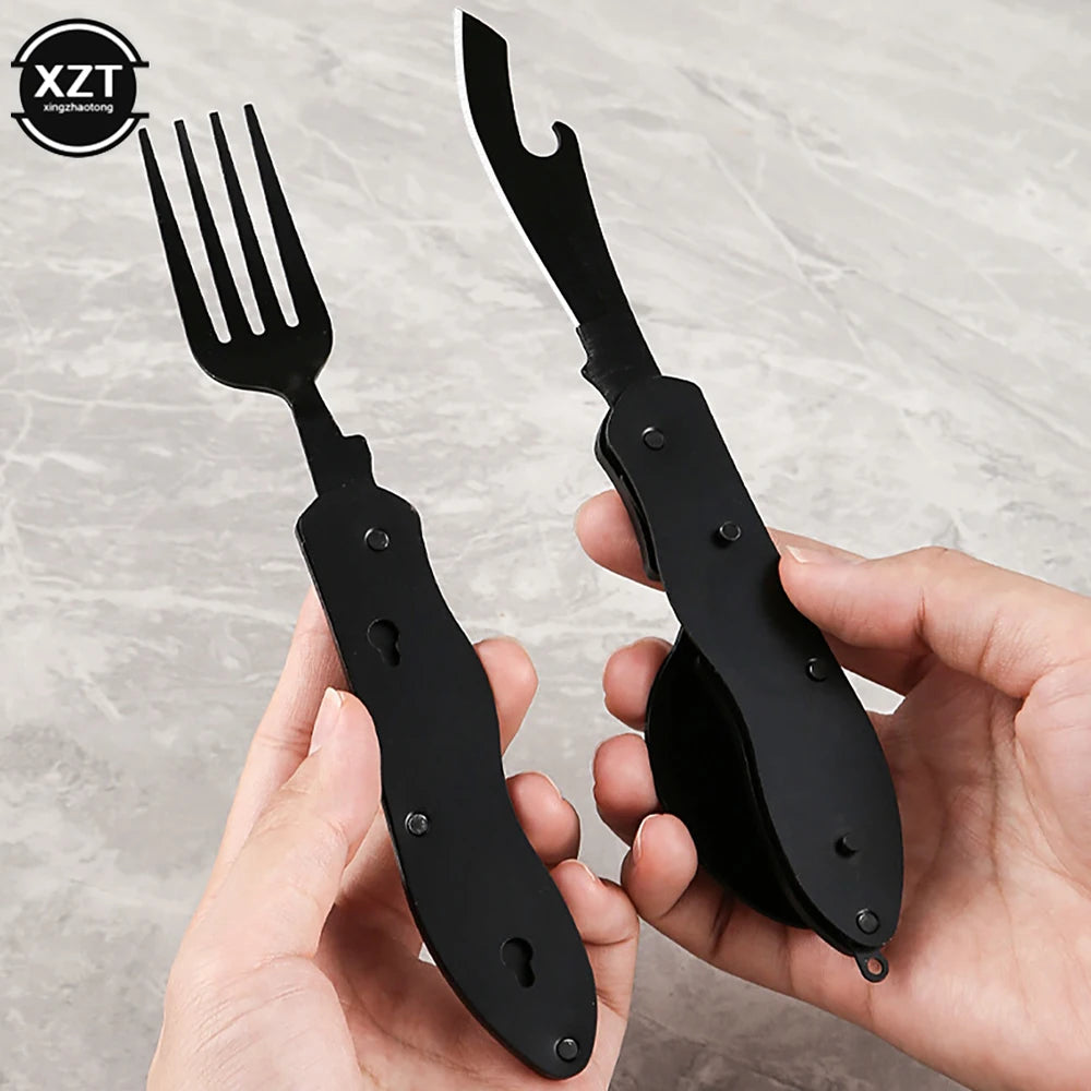 Folding Spoon Fork Knife | Portable Multitool Fork Knife