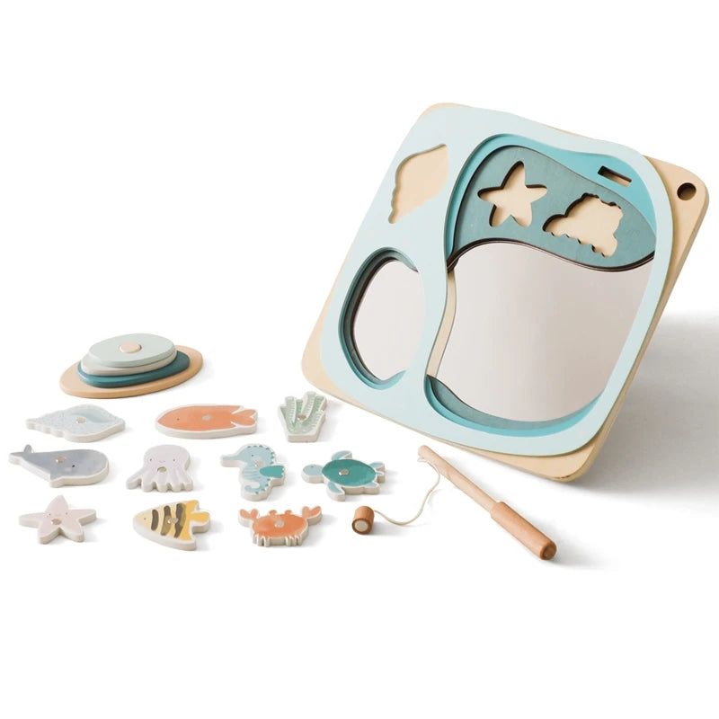 Children Montessori Wooden Magnetic Fishing Toys Montessori Education Toys Learning Marine Animals For Infant Kid Birthday Gifts