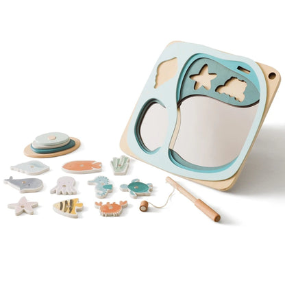 Children Montessori Wooden Magnetic Fishing Toys Montessori Education Toys Learning Marine Animals For Infant Kid Birthday Gifts
