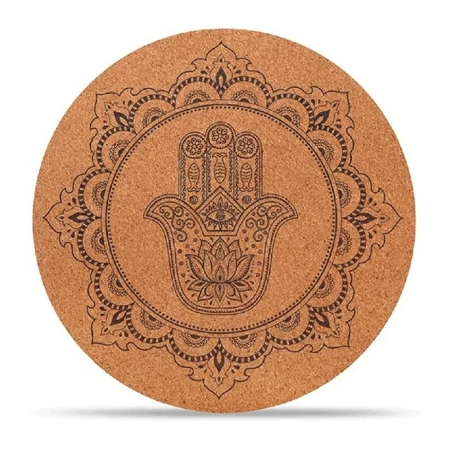 Factory Price Natural Cork Rubber Round Meditation Printed Yoga Mats