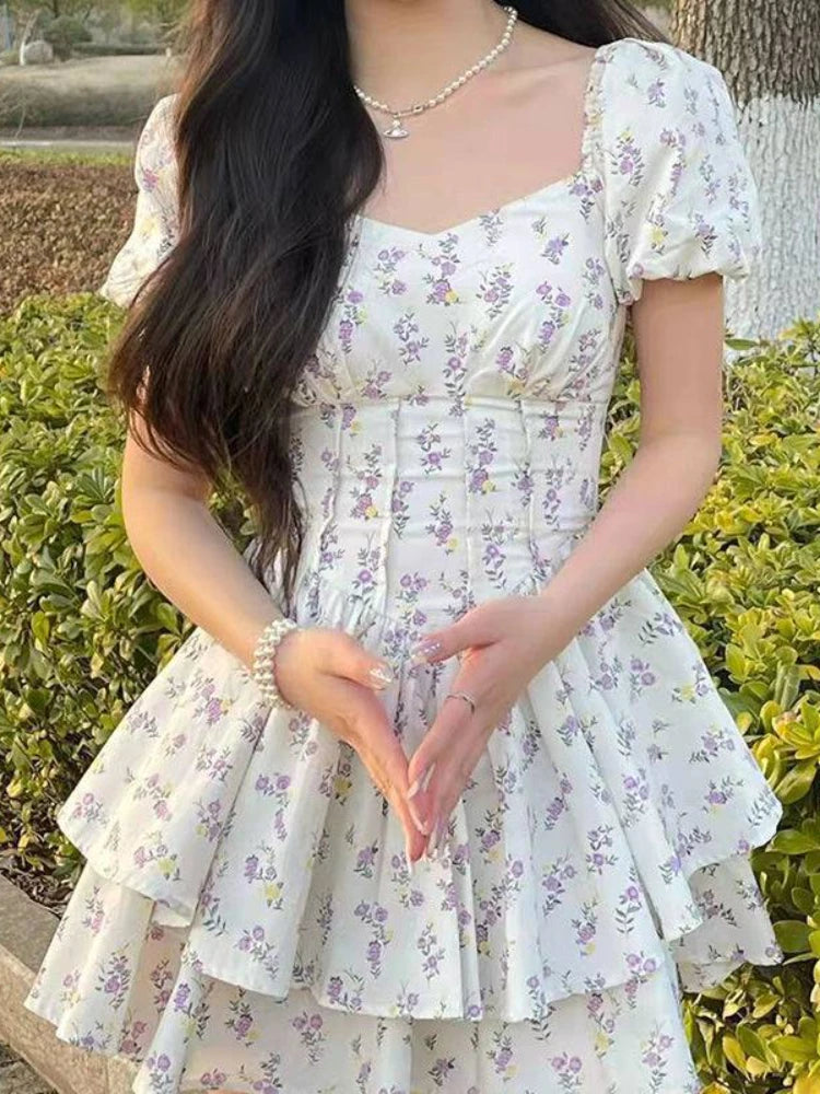 Floral Sweet Puff Sleeve Dress