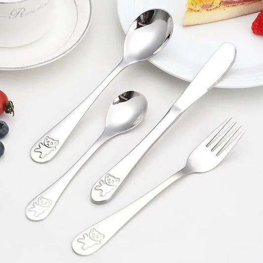 Stainless Steel Spoon Fork Table  Western-Style Knife Tableware Set Feeding  Baby Children Products Food