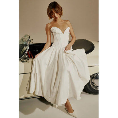 Elegant Strapless Midi Party Dress