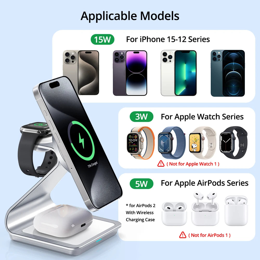 Magnetic 3 in 1 Wireless Charger for iPhone