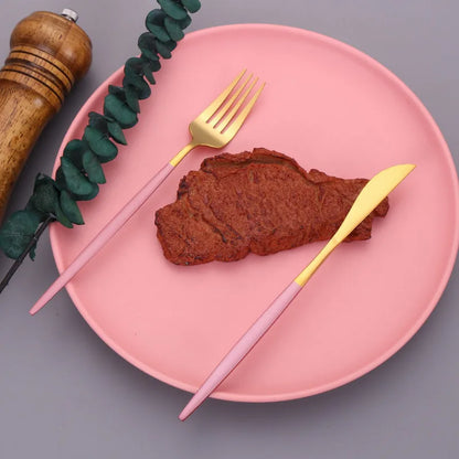 Pink Gold Stainless Steel Cutlery Set Dinnerware Flatware   Silverware Knife Fork Spoon Dinner Dishwasher Safe Dropshipping
