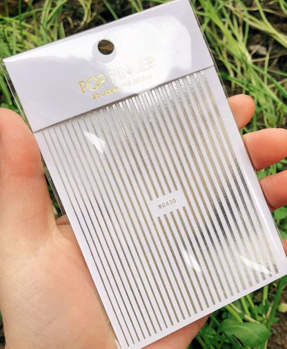 Stripe Line Nail Sticker Decal Thin Lining Line Art Self-Adhesive Peel Off Silver /Gold /White /Black Gold Stickers Accessories