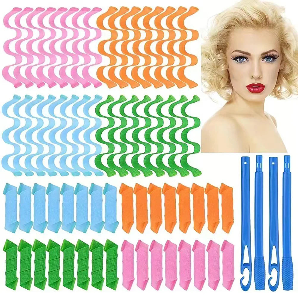 12pcs Set Magic Hair Curler Heatless Hair Rollers 25-65CM Wave Formers Hair Styling Accessories Hair Styling Tool Hair Rollers