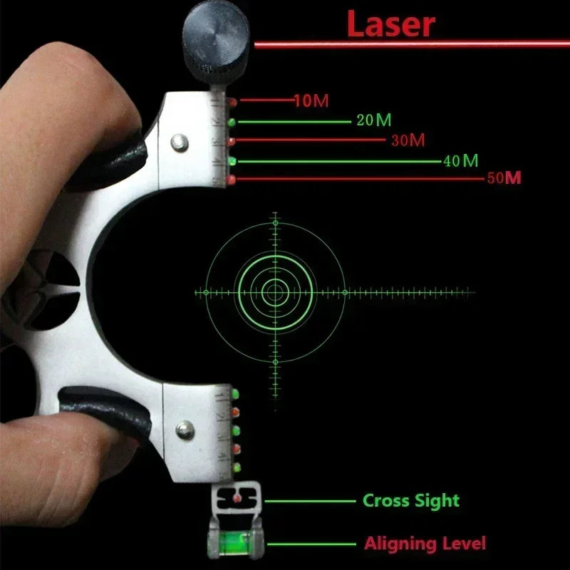 Laser Slingshot Alloy Outdoor Fast Pressure Slingshot Rubber Band Laser and Level Powerful Slingshot Hunting Accessories