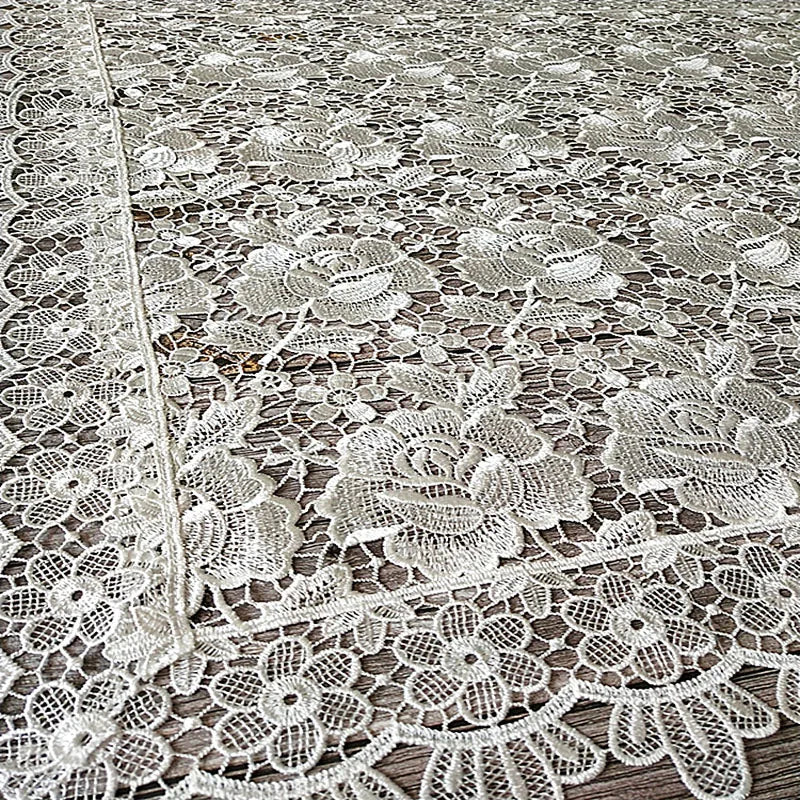 NEW white rose flowers Embroidery table cloth cover wedding tablecloth kitchen party Christmas Table decoration and accessories