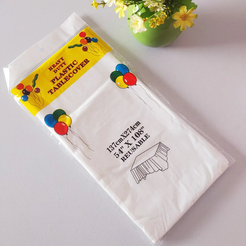 1pc Reusable Tablecloths 137x183cm BPA Free Plastic Dining Table Cover Cloth for Parties Picnic Camping Disposable Tablecloths