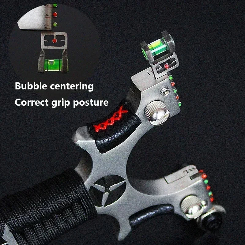 Laser Slingshot Alloy Outdoor Fast Pressure Slingshot Rubber Band Laser and Level Powerful Slingshot Hunting Accessories