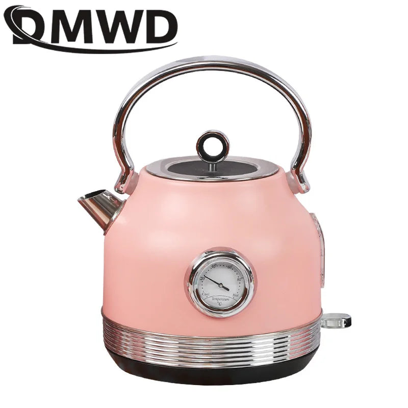 DMWD 220V Retro Electric Kettle With Thermometer 1.7L Large Capacity Water Fast Boiling Teapot  Stainless Steel Linner Kettles