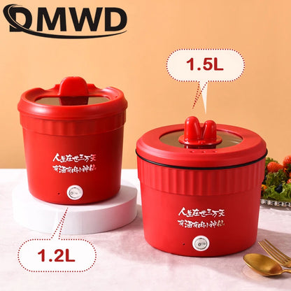 110V Mini Electric Cooking Pot Multifunctional Rice Cooker Hot Pot Instant Noodles Porridge Omelette Quick Food Pot Frying Pan