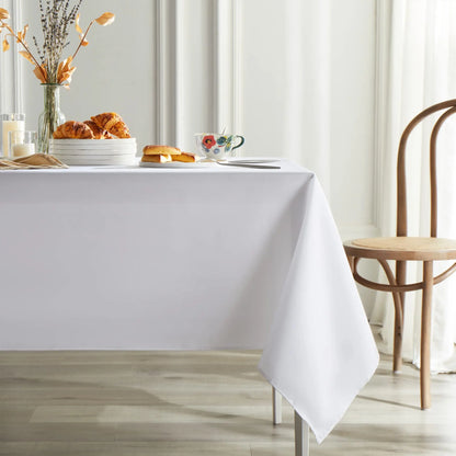 White Table Cloth Waterproof Anti Scratch Polyester Tablecloth Decorative Washable Fabric Table Cover Home Dining Buffet Party
