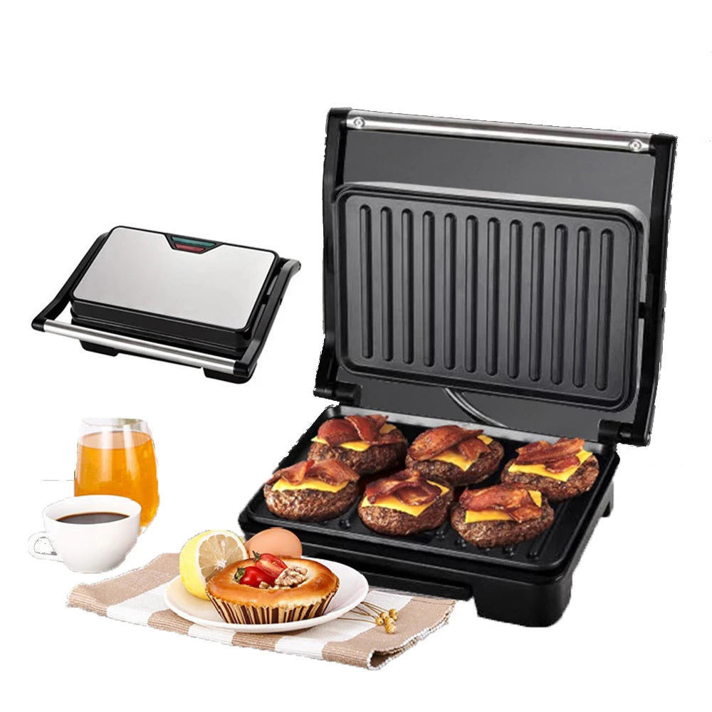 Electric Waffle Sandwich Maker 750W Small Roast Steak Machine Hamburger Non-stick Surface Grill Toaster Breakfast Machine