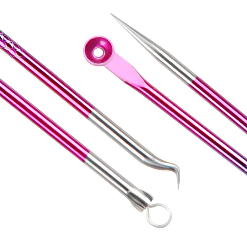 4pcs/pack Acne Needle Kit Reusable Blackhead Extractor Acne Pimple Blackhead Remover Tool Stainless Steel Skin Care Tool