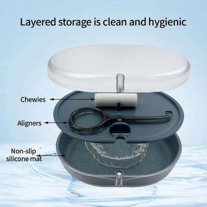 2 Layers Retainer Box Orthodontic Braces Storage Box With Mirror Aligner Remover Chewies Denture Cleaning Case Oral Hygiene Tool