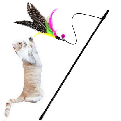 Funny Kitten Cat Teaser Interactive Toy Rod