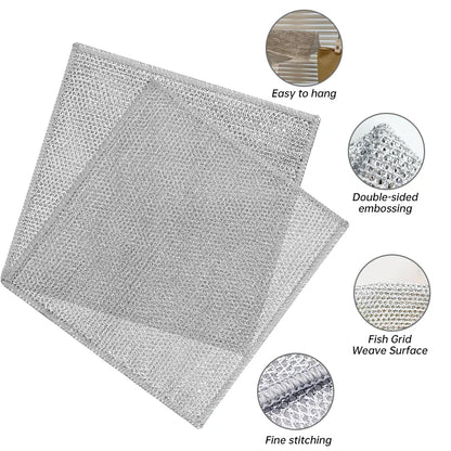 Steel Wire Deep Cleaning Cloth Brush Double -layer Non Stick Oil Dishrag Magic Coffee Stain Pan Rag Kitchen Cleaning Supplies