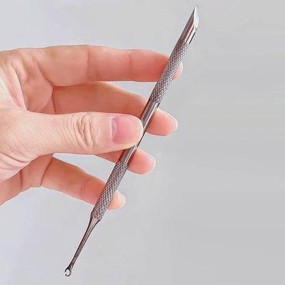 Nail Double-ended Use Stainless Steel Circle Beveled Head Cuticle Pusher Remover Manicure Sticks Tool
