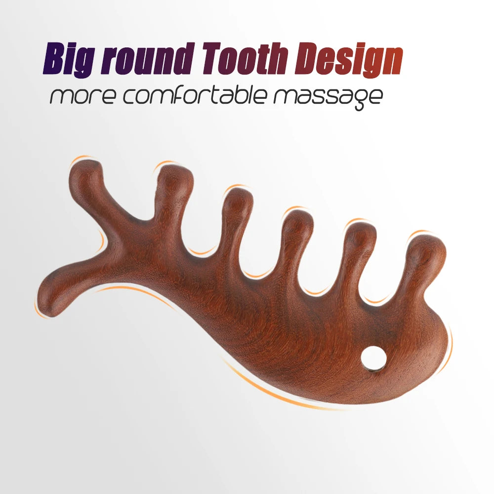 Massage Comb Sandalwood Multifunctional Meridian Relax Blood Circulation Health Care Head Neck Back Abdomen Waist Home Office