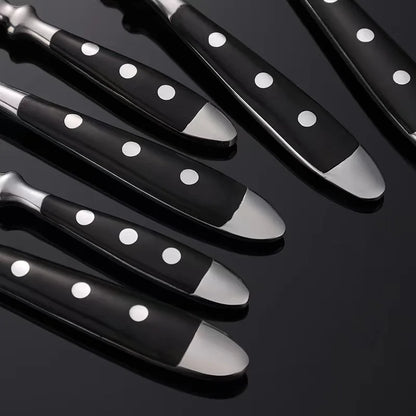 Western Stainless Steel Cutlery Set Creative Retro Steak Knife Dining Fork Spoon Dinnerware Set Rivets Handle Kitchen Tableware