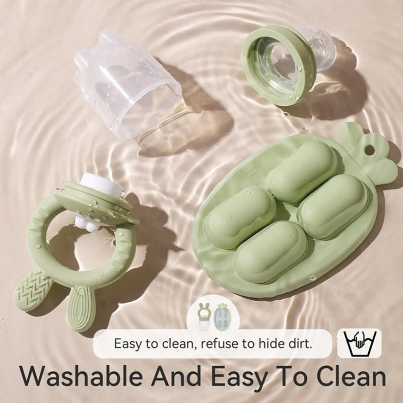 Bunny Animal Design Fruit Feeder Set Breast Milk Freezer Tray Food Soup Silicone Vegetable Feeder Nursing Toddler Teething Toy