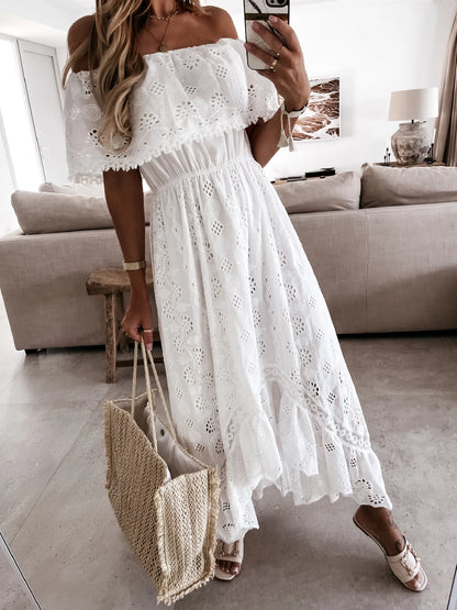 Trendy White Maxi Beach Dress